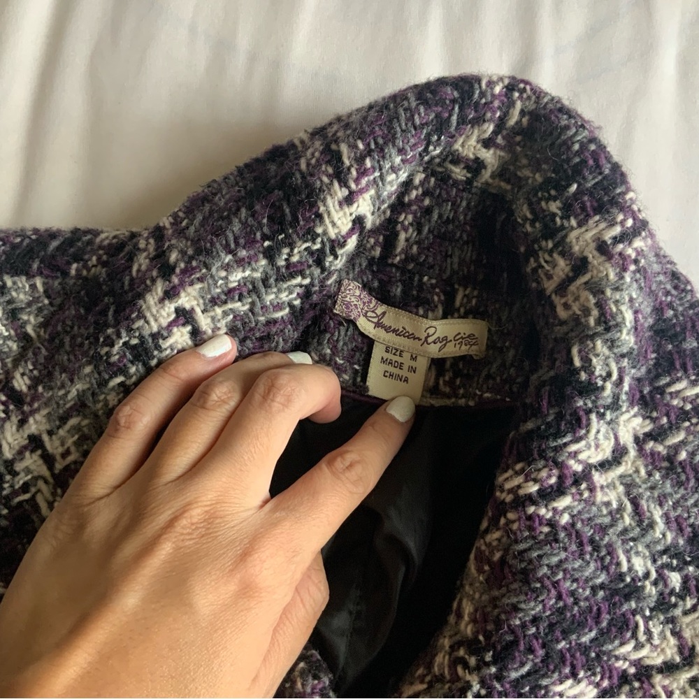 American Rag Women’s Creme/Black/Purple Winter Coat - Picture 7 of 8
